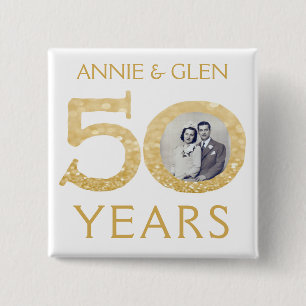50th Golden Wedding Anniversary Photo Keepsake 15 Cm Square Badge