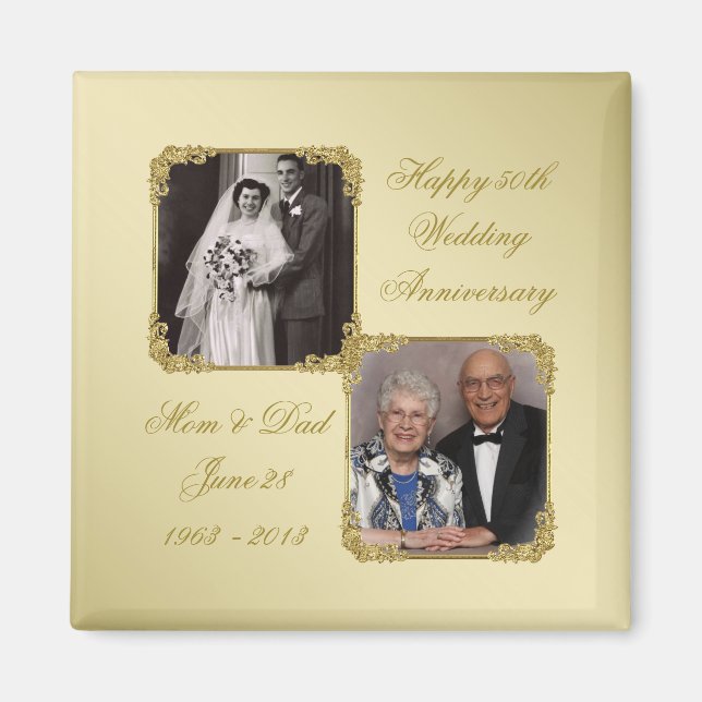50th Golden Wedding Anniversary Photo Magnet (Front)