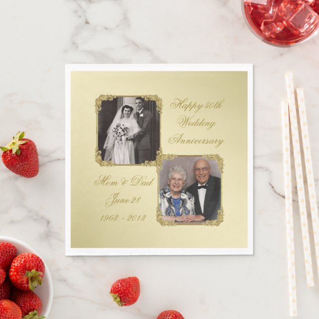 50th Golden Wedding Anniversary Photo Napkins (Insitu)