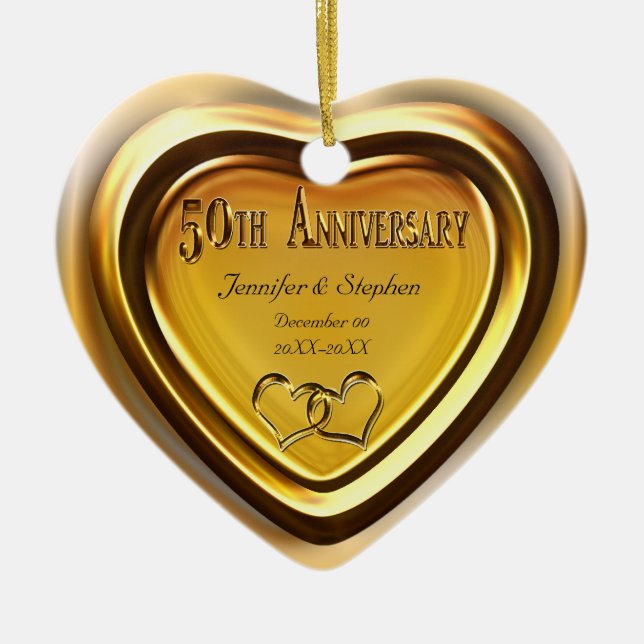 50th Golden Wedding Anniversary Photo Ornament (Front)