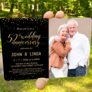 50th Golden Wedding Anniversary Photo Party Invite