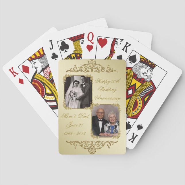 50th Golden Wedding Anniversary Photo Playing Cards (Back)