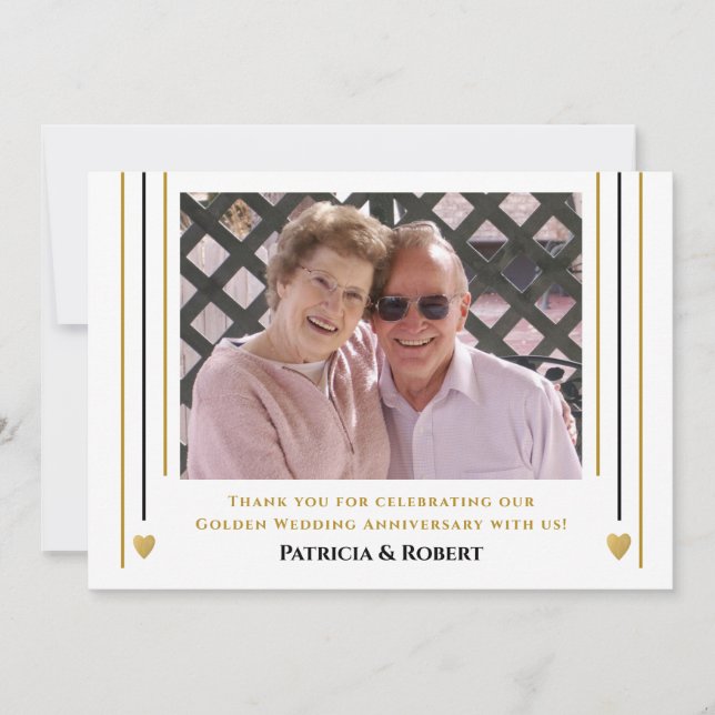  50th Golden Wedding Anniversary Photo   Thank You Card (Front)
