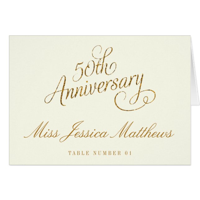 50th Golden Wedding Anniversary Place Cards (Front Horizontal)