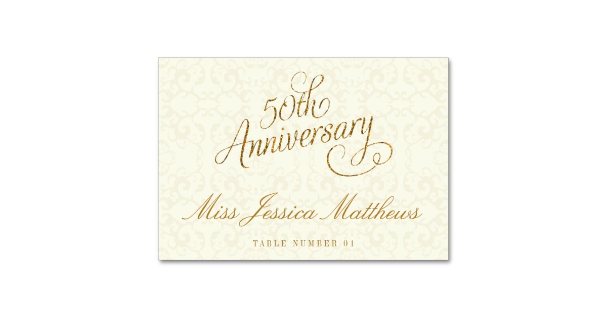 50th Golden Wedding Anniversary Place Cards  Zazzle co uk