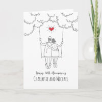 50th Golden Wedding Anniversary Red Heart Swing