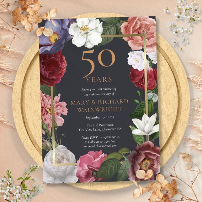 50th Golden Wedding Anniversary Rose Garden Invitation (50th Golden Wedding Anniversary Rose Garden Invitation)