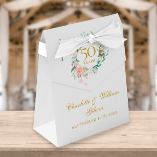 50th Golden Wedding Anniversary Roses Floral Favour Box