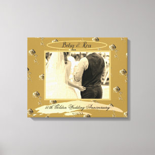 "50th Golden Wedding Anniversary" Roses Old Gold Canvas Print