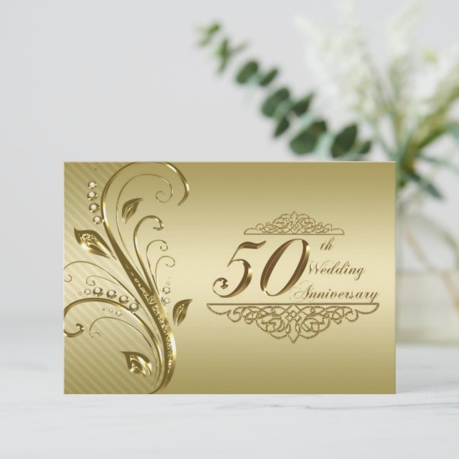 50th Golden Wedding Anniversary RSVP Invitation (Standing Front)