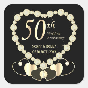 50th Golden Wedding Anniversary Square Sticker