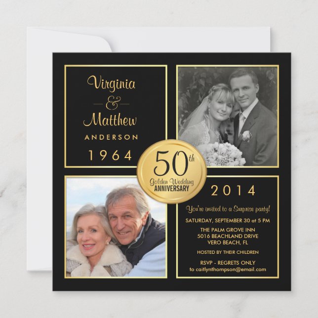 50th Golden Wedding Anniversary Surprise Party Invitation (Front)