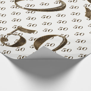 50th Golden Wedding Anniversary Typography Elegant Wrapping Paper