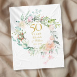 50th Golden Wedding Anniversary Watercolor Floral Fleece Blanket<br><div class="desc">Featuring a delicate watercolor floral garland,  this chic botanical 50th wedding anniversary keepsake fleece blanket can be personalised with your special anniversary information in elegant gold typography. Designed by Thisisnotme©</div>