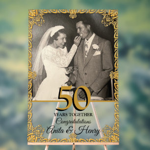 50th Golden Wedding Anniversary Welcome Acrylic Sign