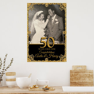 50th Golden Wedding Anniversary Welcome Sign Party