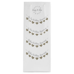 50th Golden Wedding Anniversary white bunting Wine Gift Bag