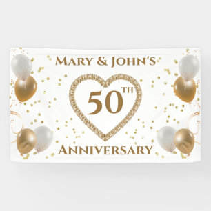 50th Golden Wedding Anniversary, With Names,  Banner
