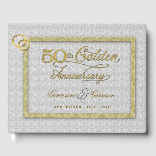 50th Golden Wedding Anniversary with Silver Photo Guest Book