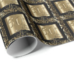 50th Golden Wedding Anniversary Wrapping Paper<br><div class="desc">Elegant 50th Golden Wedding Anniversary in a gold and black design. ✔NOTE: ONLY CHANGE THE TEMPLATE AREAS NEEDED! 😀 If needed, you can remove the text and start fresh adding whatever text and font you like. 📌If you need further customisation, please click the "Click to Customise further" or "Customise or...</div>