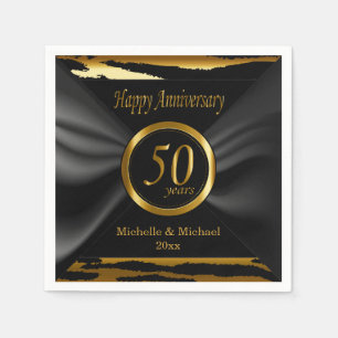 50th Golden Wedding Anniversary   Zebra Stripes Napkin