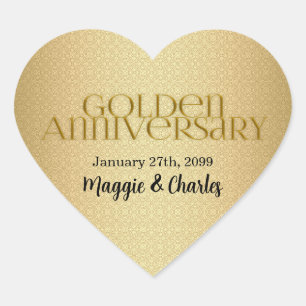 50th Golden Wedding Annivsersary Heart Sticker