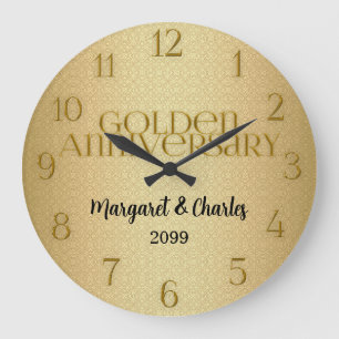 50th Golden Wedding Annivsersary Name Large Clock
