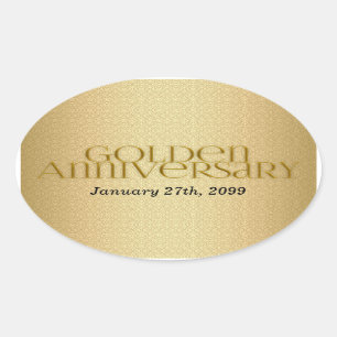50th Golden Wedding Annivsersary Oval Sticker