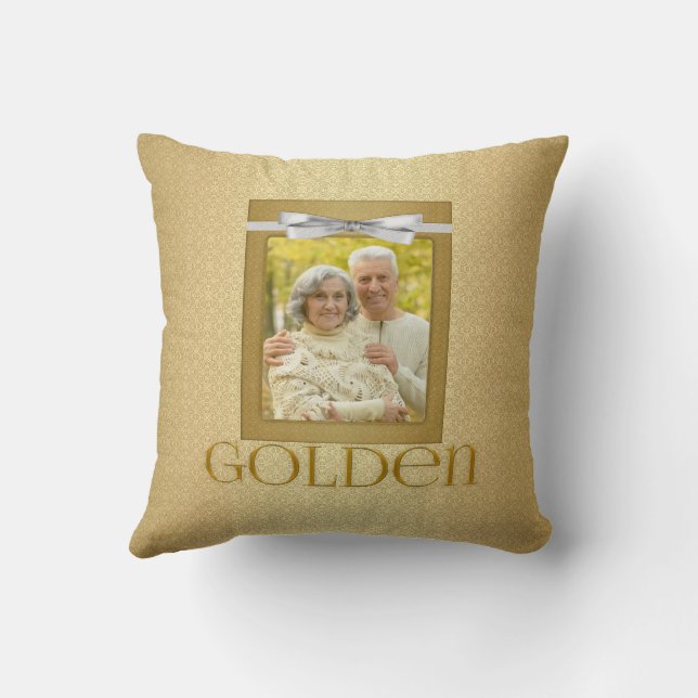 50th Golden Wedding Annivsersary Photo Cushion (Back)