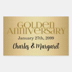 50th Golden Wedding Annivsersary Rectangular Sticker