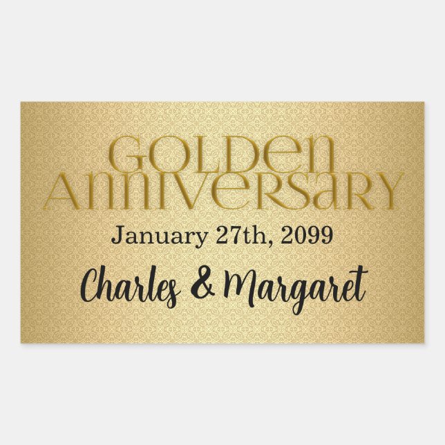 50th Golden Wedding Annivsersary Rectangular Sticker (Front)