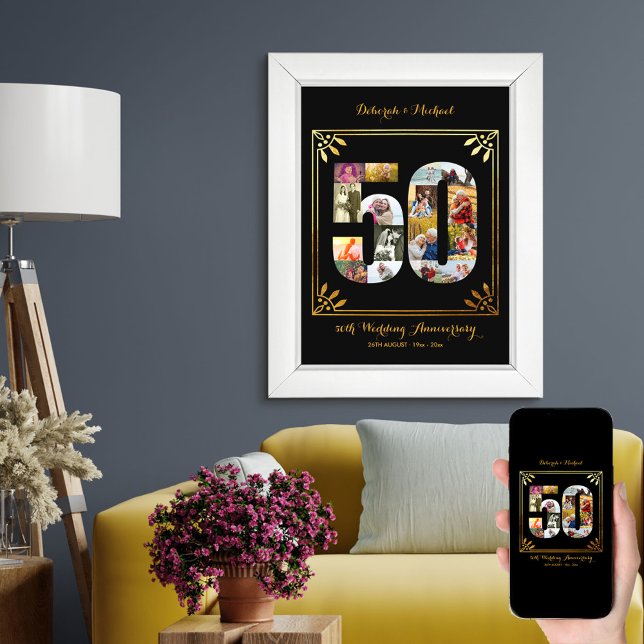 50th Golden Wedding Personalised Photo Collage Poster (Creator Uploaded)