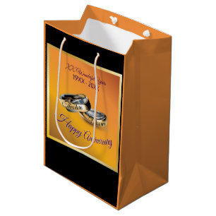 50th ✨💛 Golden Wedding Rings Anniversary Medium Gift Bag