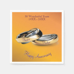 50th ✨💛 Golden Wedding Rings Anniversary Napkin