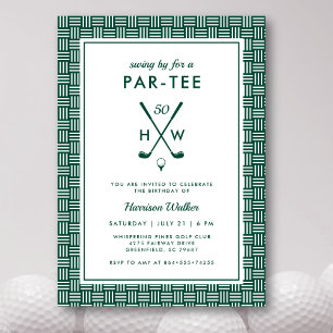 50th Golf Birthday Party Adult Any Age Green White Invitation