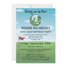 50TH GOLF BIRTHDAY PARTY WITH TEE TIME INVITATION