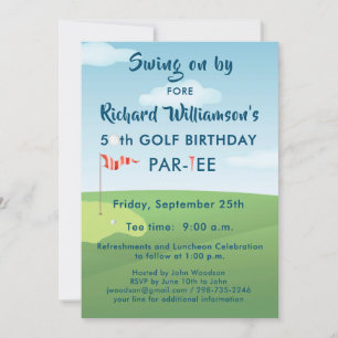 50TH GOLF BIRTHDAY PARTY WITH TEE TIME INVITATION