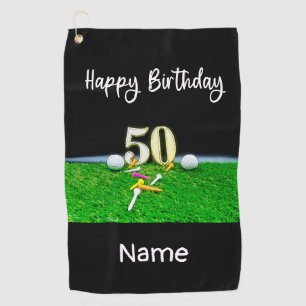 50th Golf birthday to golfer with balls and tees Towel