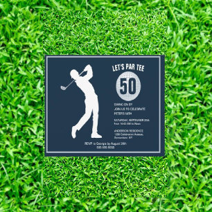 50th Golfer Navy Man Birthday   Invitation