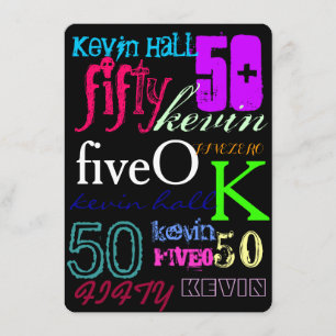 50th Graffiti on Black Invitation