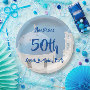 50th Greek Birthday Party personalized Paper Plate
