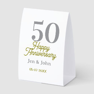 50th happy anniversary name date silver gold date