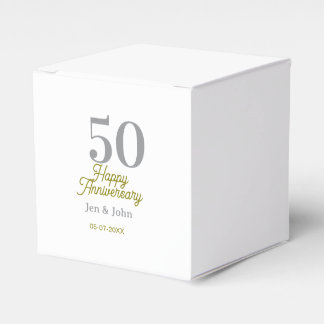 50th happy anniversary name date silver gold date favour box