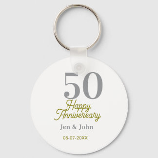 50th happy anniversary name date silver gold date key ring