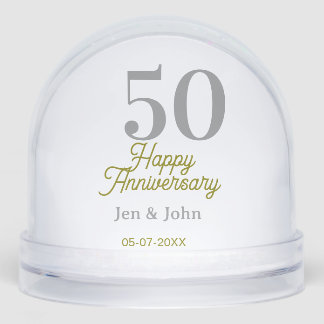 50th happy anniversary name date silver gold date snowglobe
