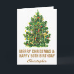 50th Happy Birthday and Merry Christmas Tree Card<br><div class="desc">50th Happy Birthday and Merry Christmas Tree Birthday Card. For further customisation,  please click the "Customise it" button and use our design tool to modify this template.</div>