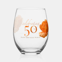 50th happy birthday customise peach rose keepsake