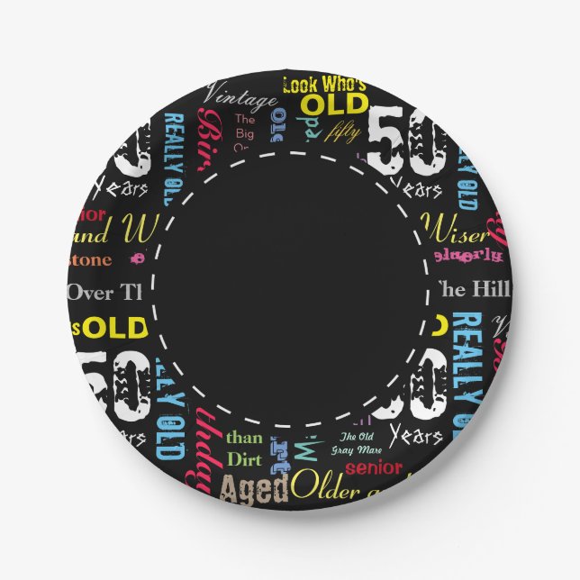 50th Happy BIrthday in a Graffiti Style Paper Plate (Front)