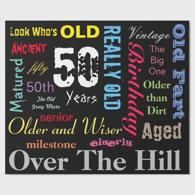 50th Happy Birthday in a Large Graffiti Design Wrapping Paper (Flat)
