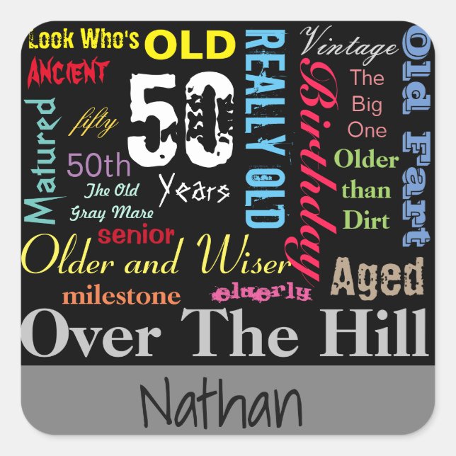 50th Happy Birthday | Milestone Square Sticker (Front)